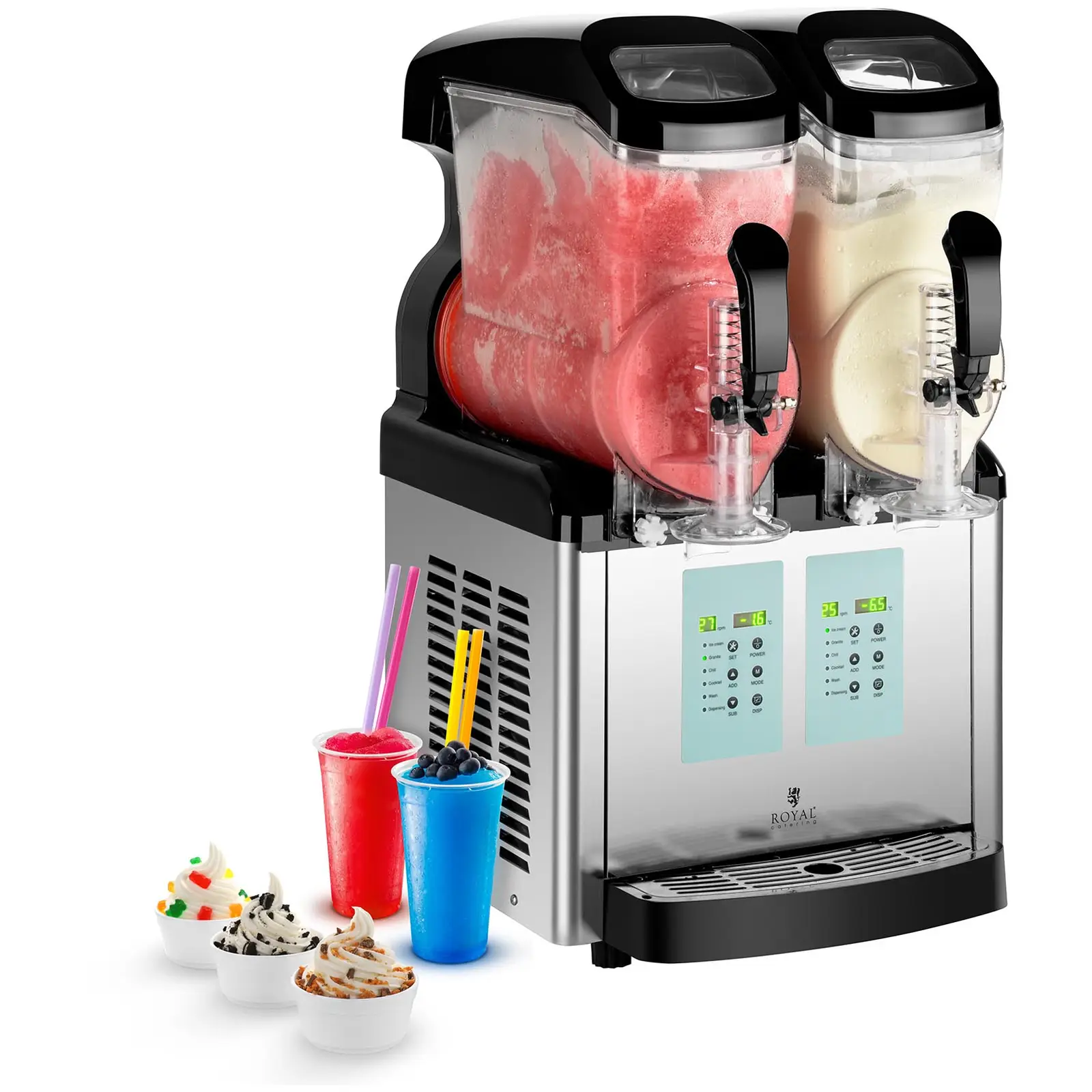 Slush-Maschine - 2 x 6 Liter - -20 °C Mindesttemperatur - Ice-Cream-Funktion