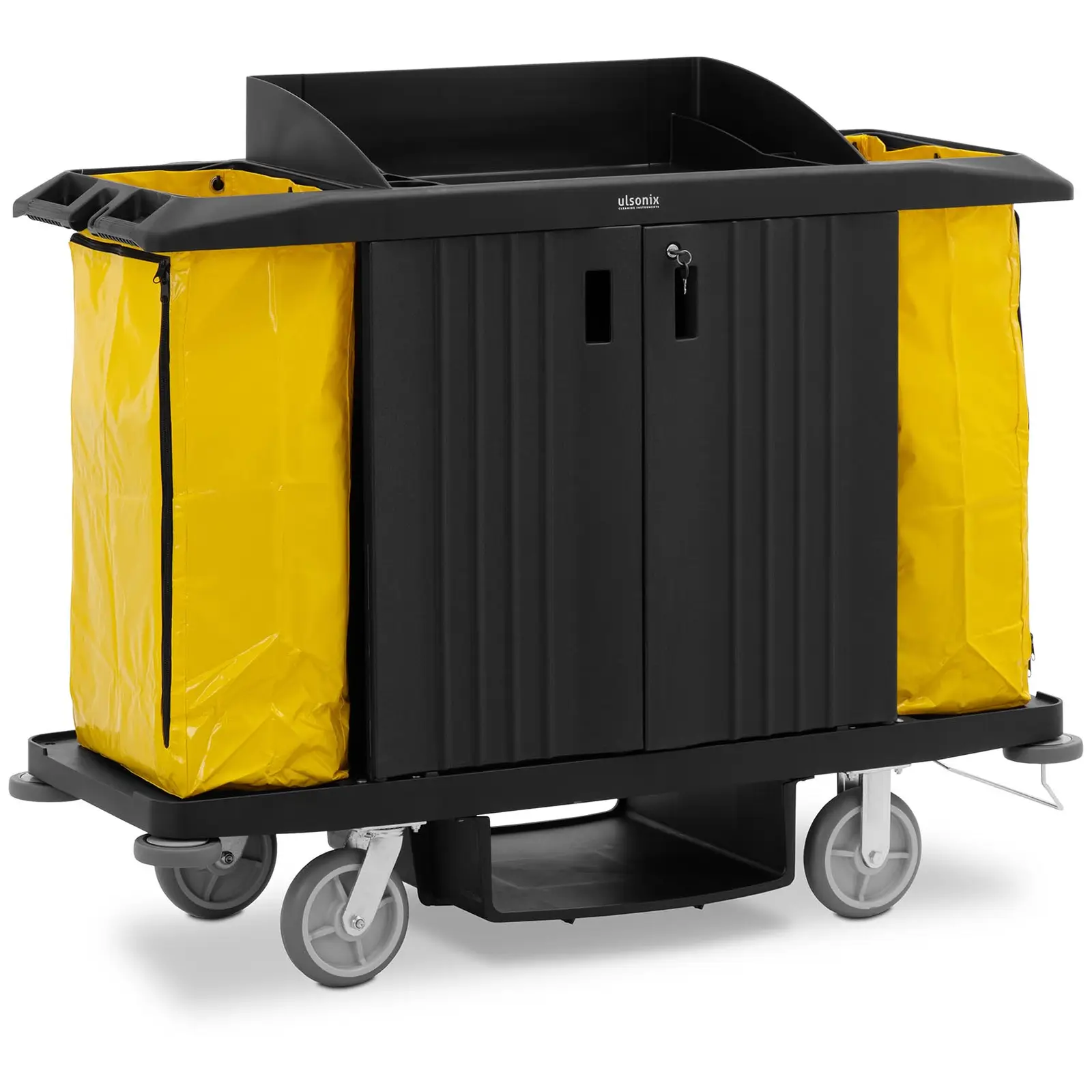 Reinigungswagen - abschließbar - 250 kg - 6 Ablagen - 2 Säcke aus Nylon