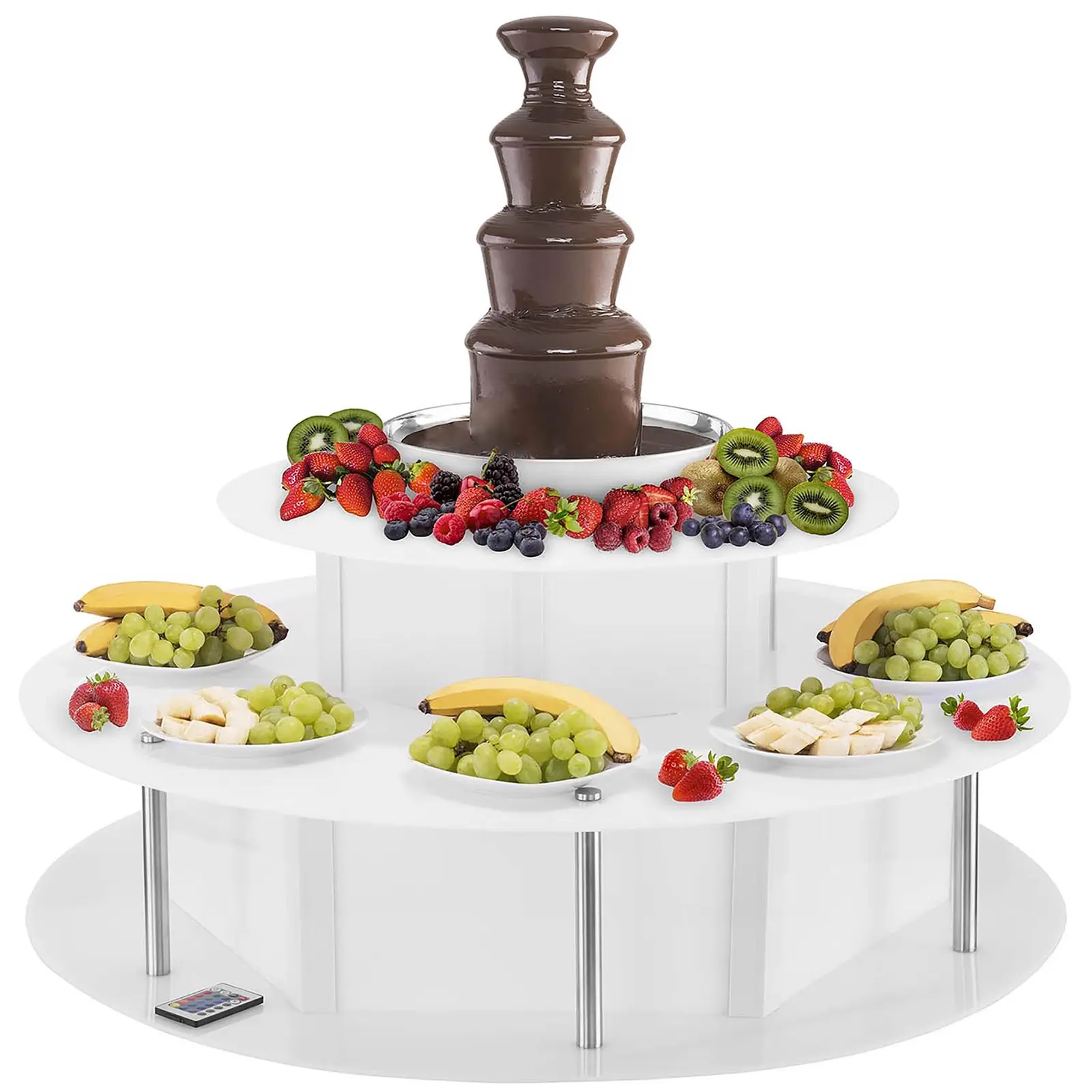 Schokoladenbrunnen Set - 4 Etagen - 6 kg plus Leuchttisch